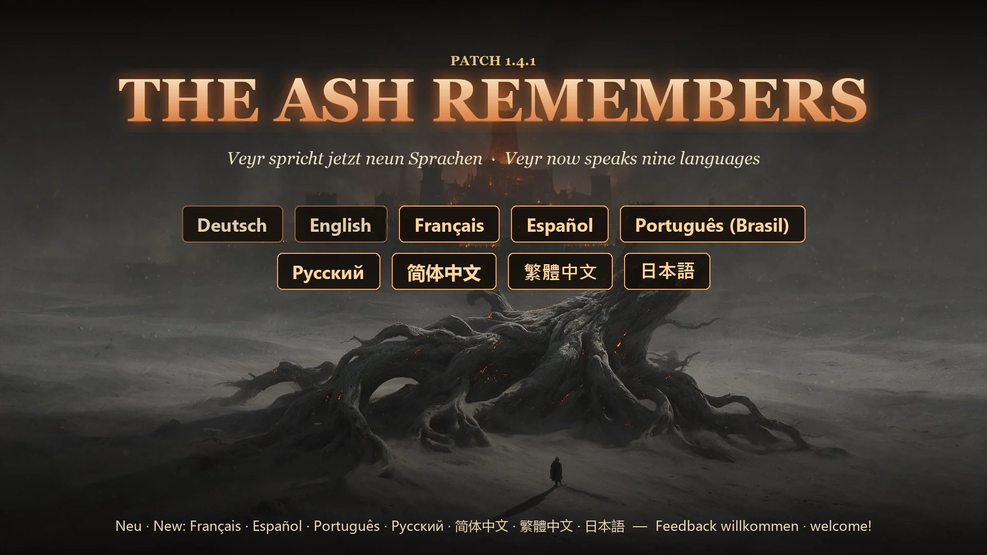 Patch 1.4.1: The Ash Remembers in nine languages